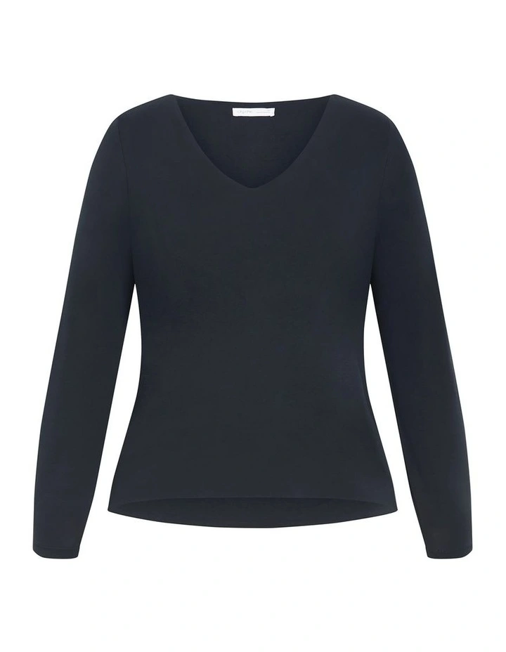Annie V Neck Top in Navy image 3