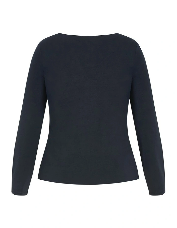 Annie V Neck Top in Navy image 4