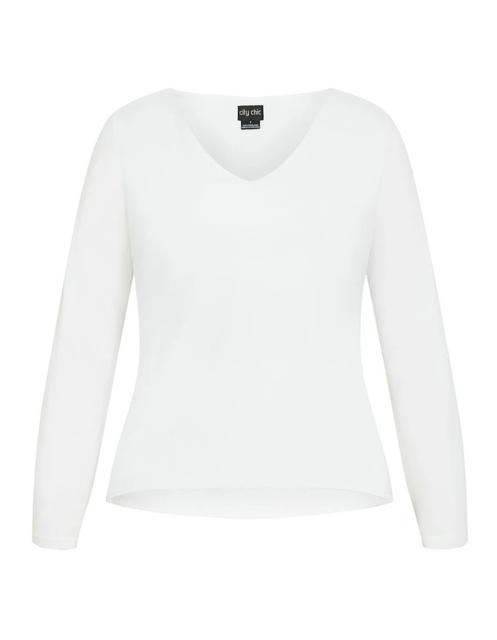 Annie V Neck Top in White image 3