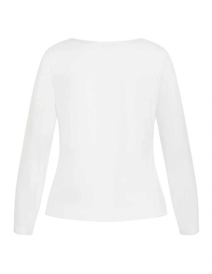 Annie V Neck Top in White image 4