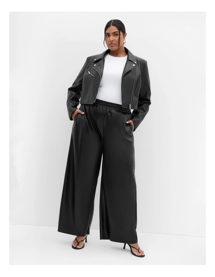 Amira Faux Leather Jacket in Black image 1