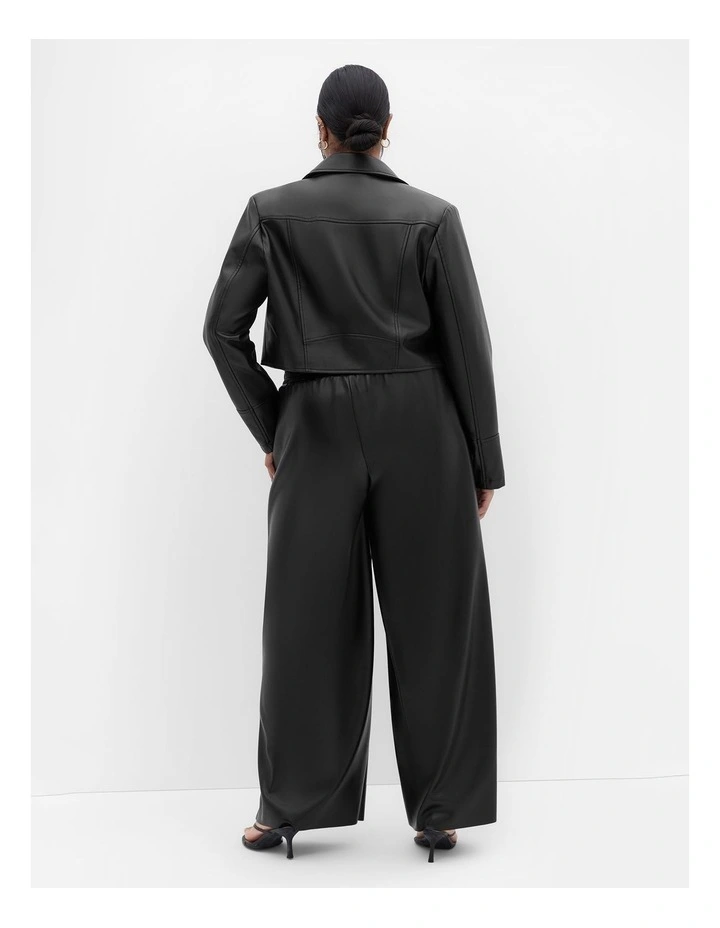 Amira Faux Leather Jacket in Black image 2