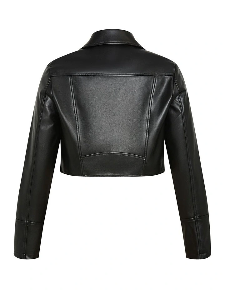 Amira Faux Leather Jacket in Black image 4
