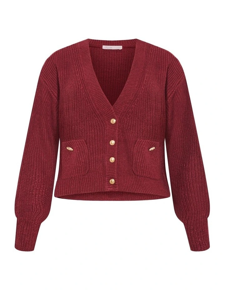 Chloe True Knit Cardigan in Dark Cherry image 3