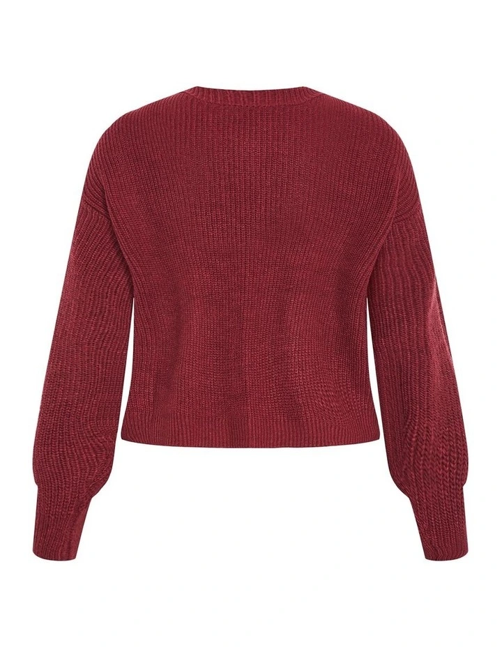 Chloe True Knit Cardigan in Dark Cherry image 4