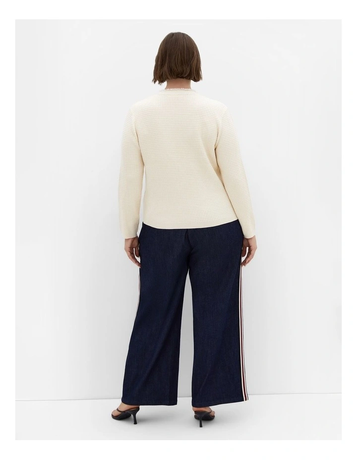 Cleo Textured Knit Cardigan in cream image 2