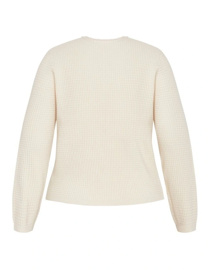 Cleo Textured Knit Cardigan in cream image 4