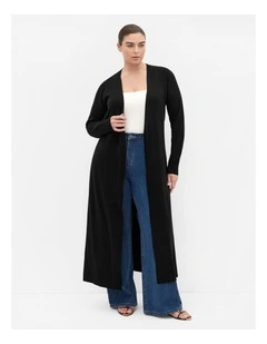 Goldie Longline Knit Cardigan in Black