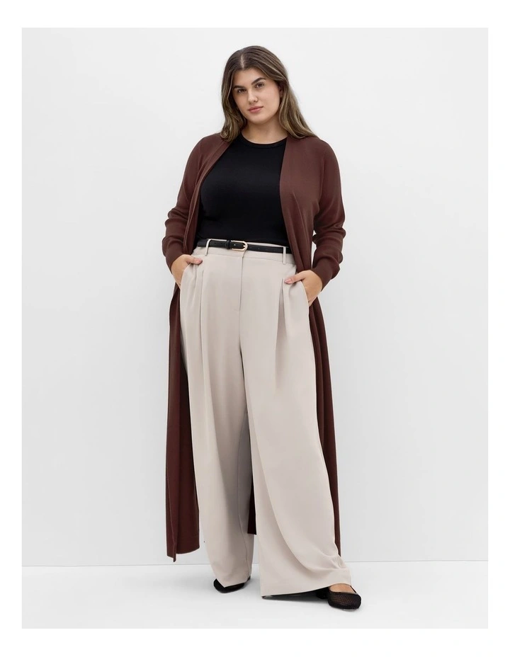 Goldie Longline Knit Cardigan in Cocoa image 1