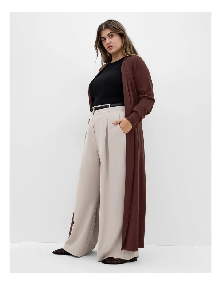 Goldie Longline Knit Cardigan in Cocoa image 2
