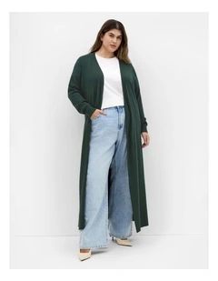 Goldie Longline Knit Cardigan in Hunter Green