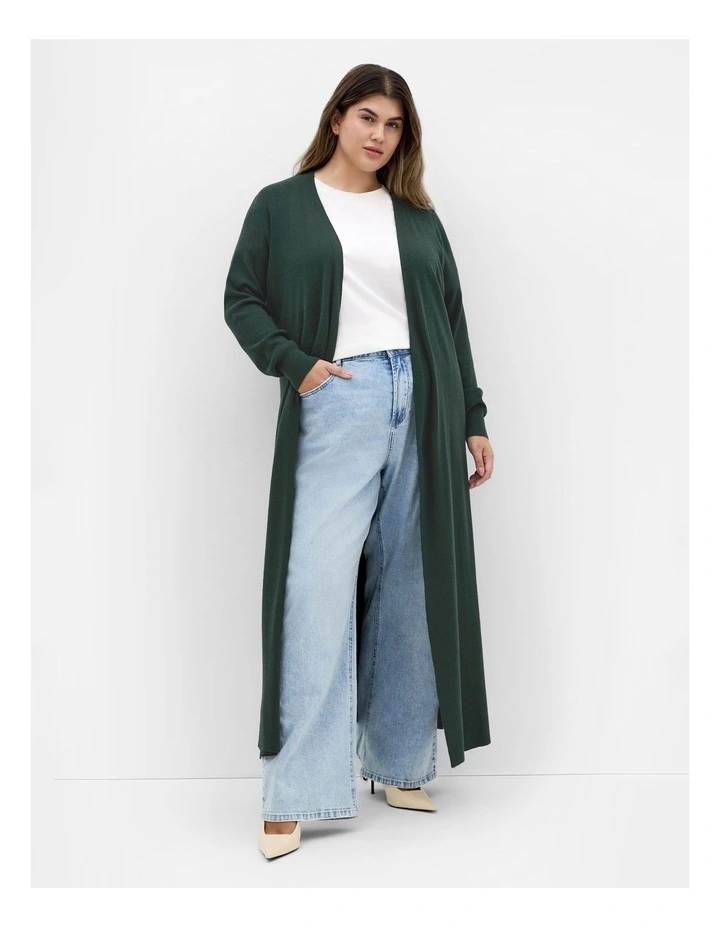 Goldie Longline Knit Cardigan in Hunter Green image 1