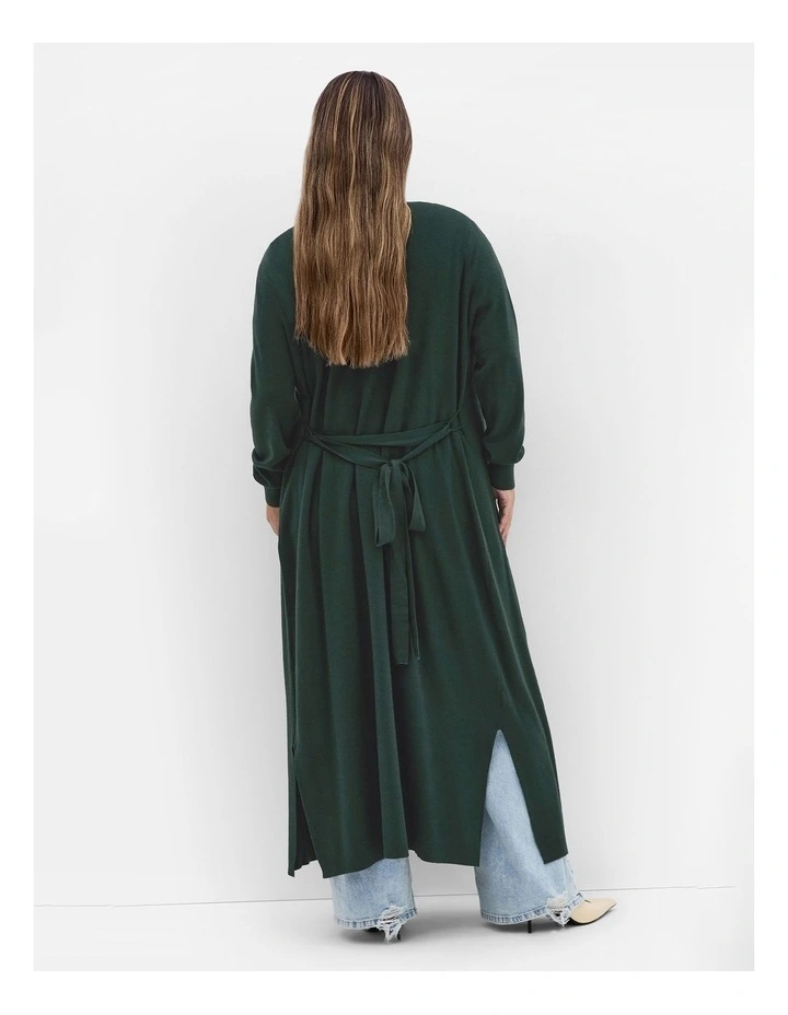 Goldie Longline Knit Cardigan in Hunter Green image 2