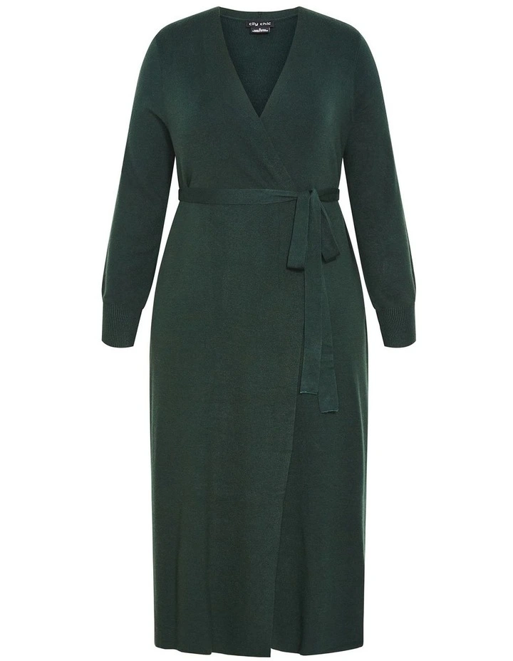 Goldie Longline Knit Cardigan in Hunter Green image 3