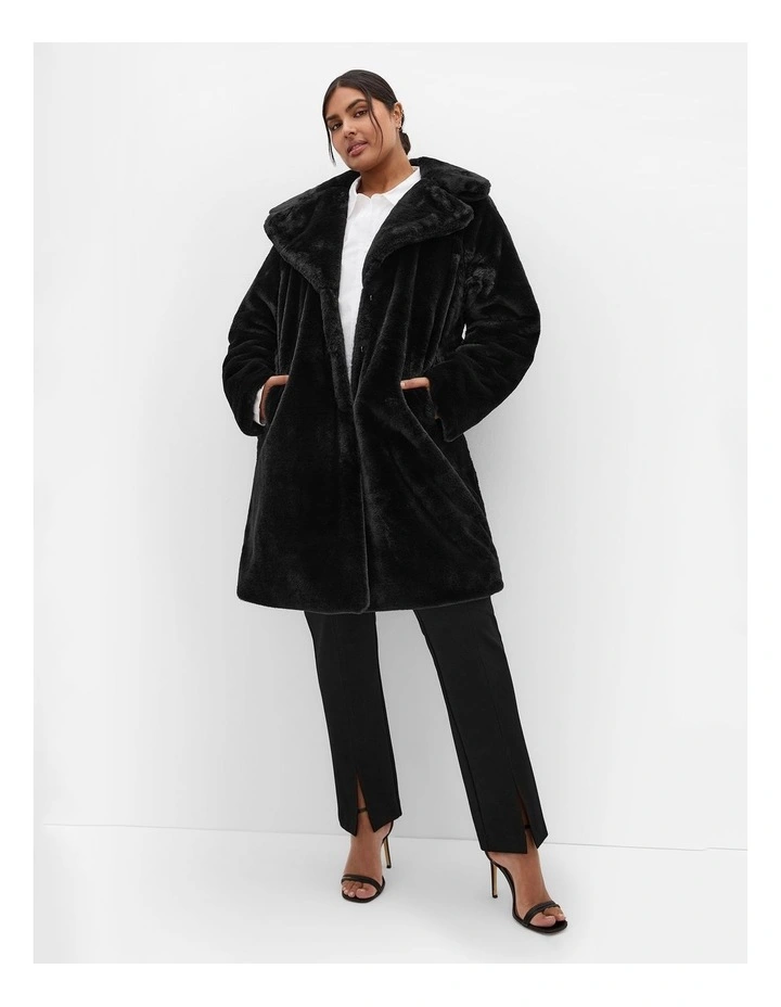 Remi Faux Fur Coat in Black image 1