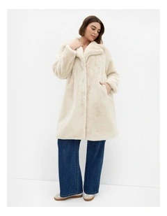 Remi Faux Fur Coat in Cream