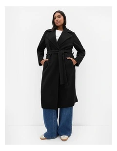 Riley Row Belted Coat in Black