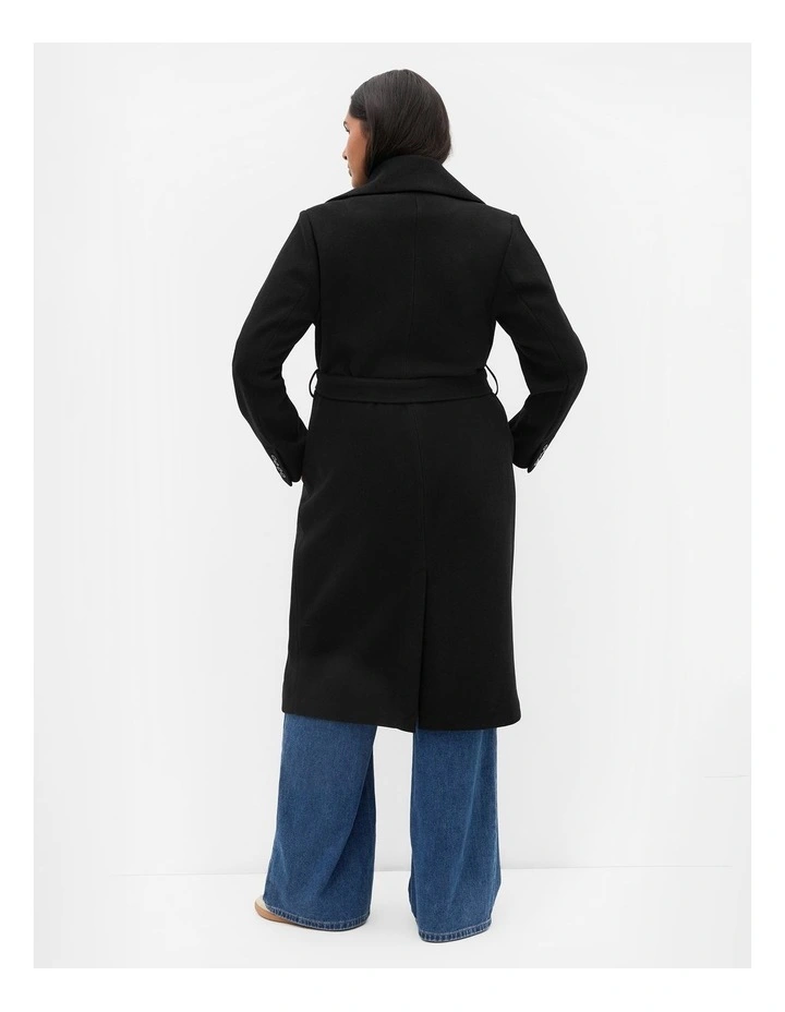 Riley Row Belted Coat in Black image 2