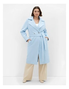 Riley Row Belted Coat in Powder Blue