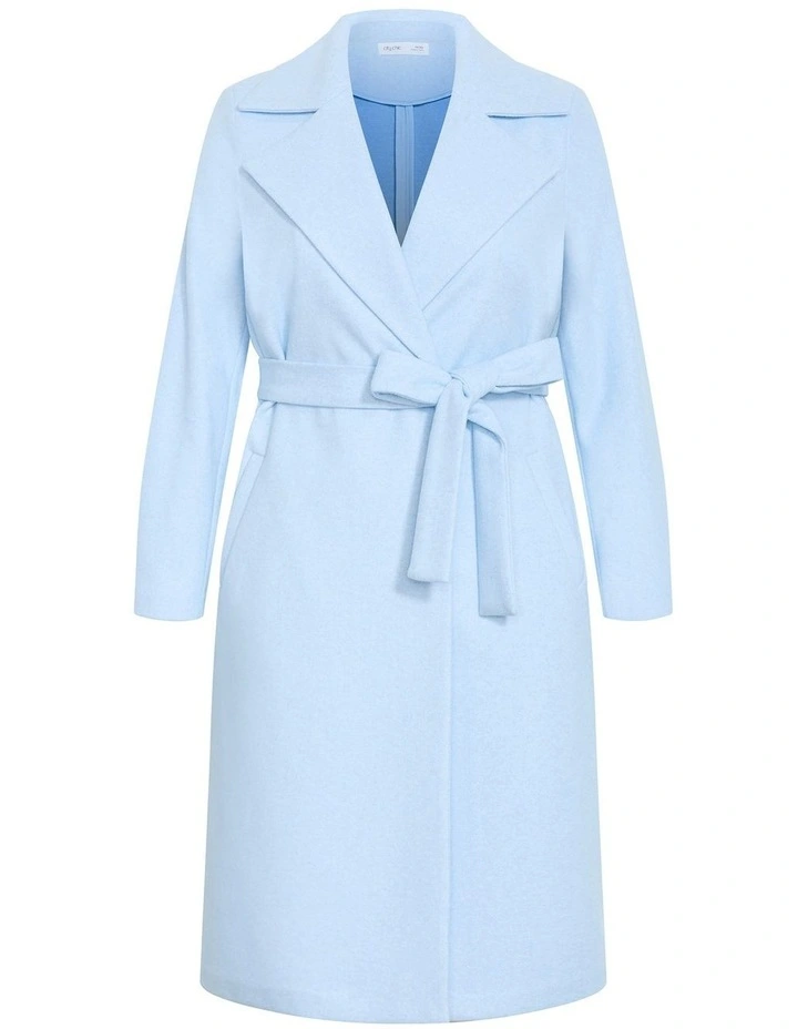 Riley Row Belted Coat in Powder Blue image 3