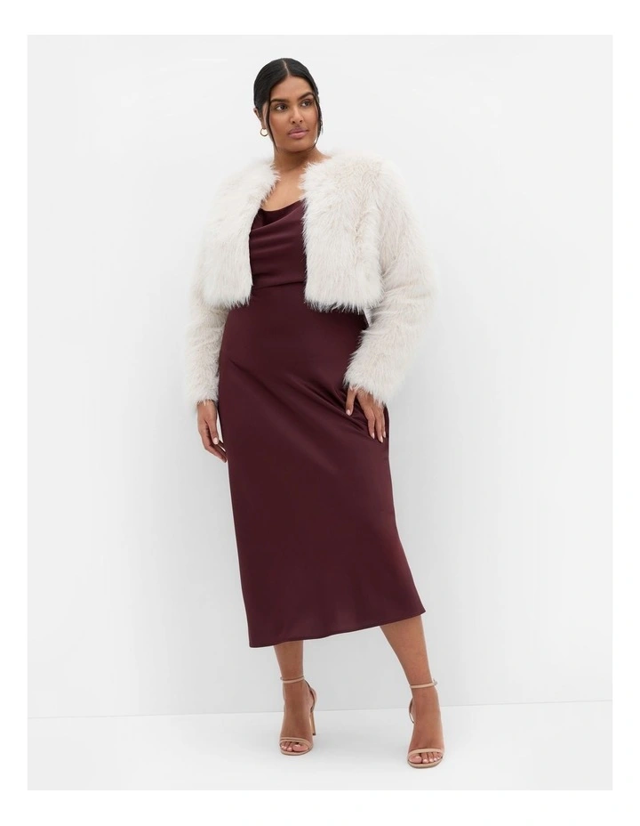Angelica Faux Fur Crop Jacket in Oat image 1