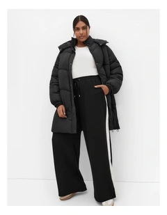 Leah Longline Puffer Jacket in Black