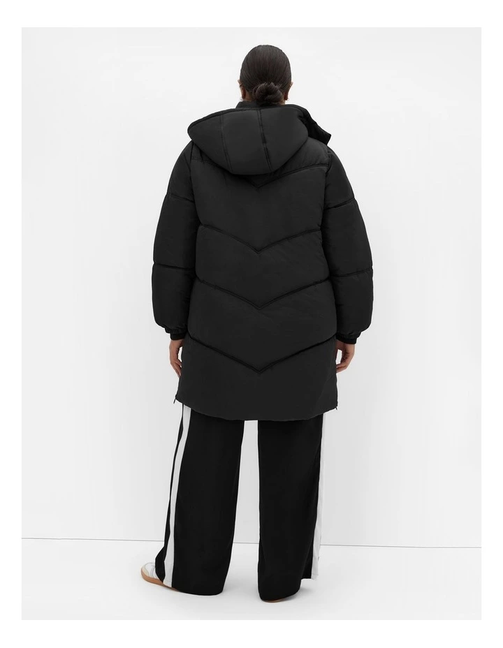 Leah Longline Puffer Jacket in Black image 2