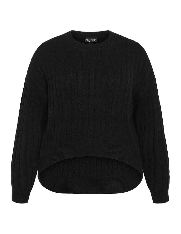 Kenia Crew Neck Knit Jumper in Black image 3