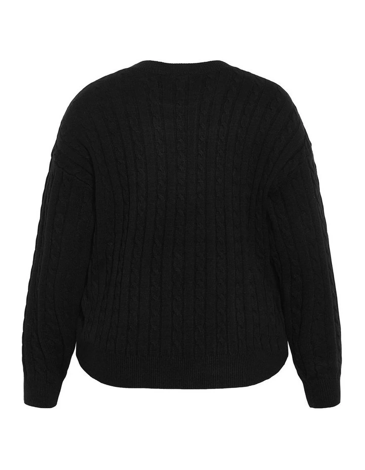 Kenia Crew Neck Knit Jumper in Black image 4