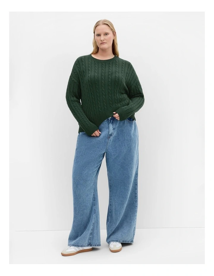 Kenia Crew Neck Knit Jumper in Hunter Green image 1