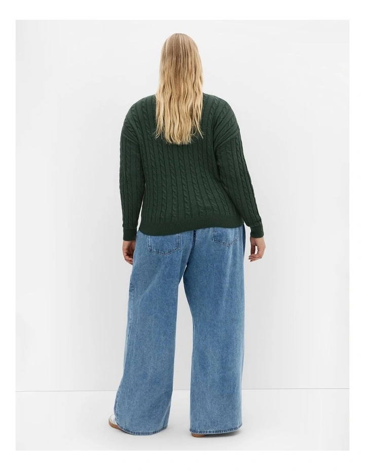 Kenia Crew Neck Knit Jumper in Hunter Green image 2