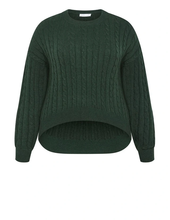 Kenia Crew Neck Knit Jumper in Hunter Green image 3
