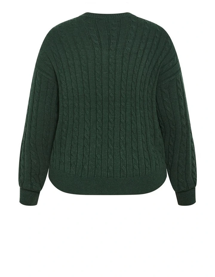 Kenia Crew Neck Knit Jumper in Hunter Green image 4