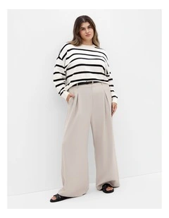 Kenia Stripe Crew Neck Knit Jumper in Vanilla