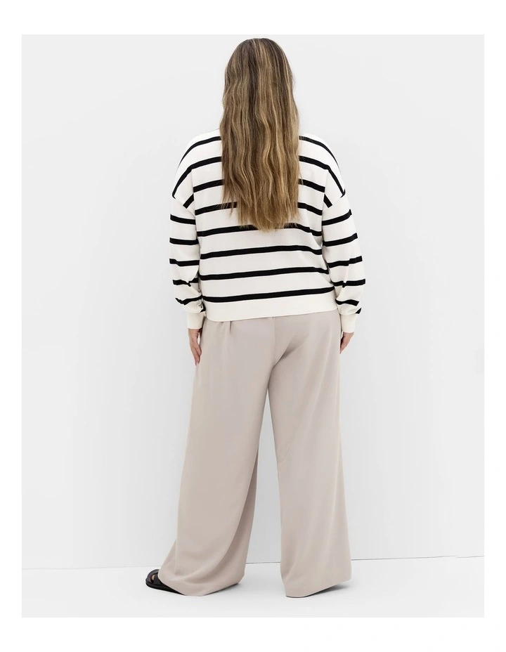 Kenia Stripe Crew Neck Knit Jumper in Vanilla image 2