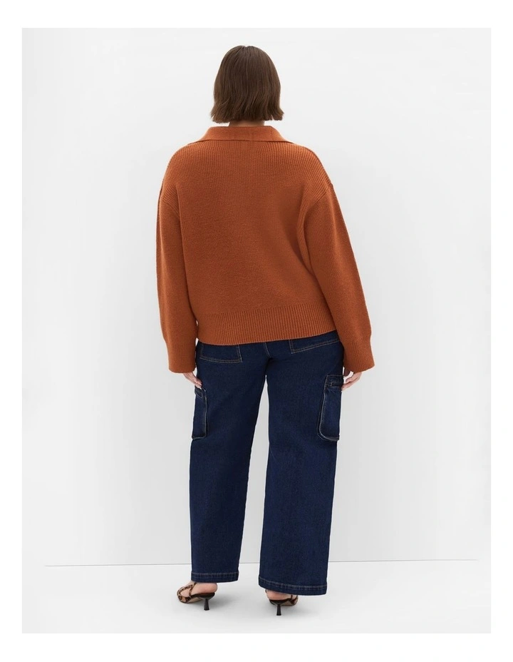 Star Alley Collared Jumper in Copper image 2