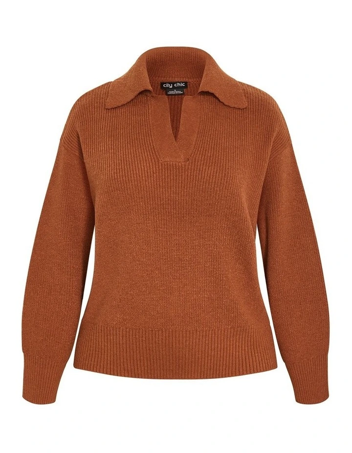 Star Alley Collared Jumper in Copper image 3