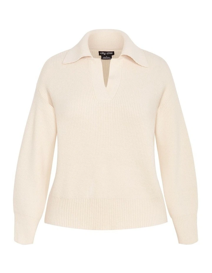 Star Alley Collared Jumper in Cream image 3