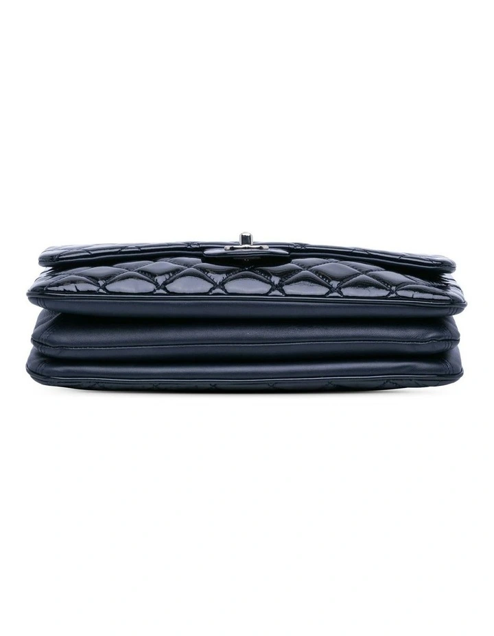 Jumbo Patent Leather Accordion Flap Bag with Chain Strap and Multi-Pocket Interior Pre-Loved image 3