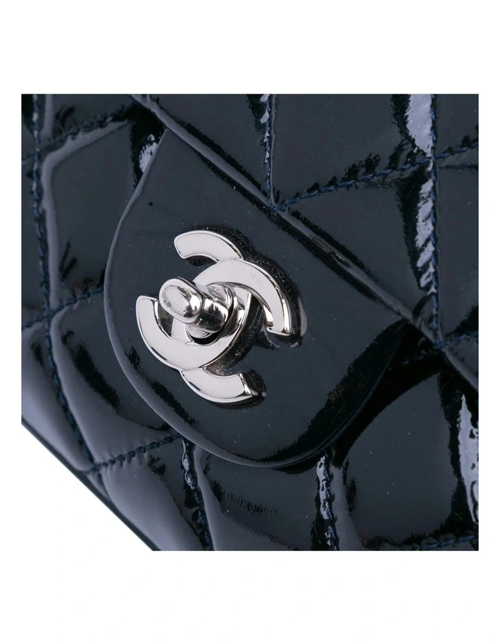 Jumbo Patent Leather Accordion Flap Bag with Chain Strap and Multi-Pocket Interior Pre-Loved image 7