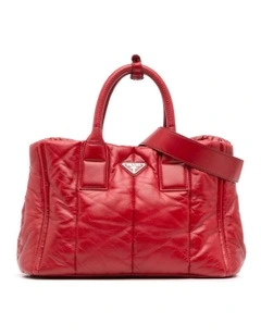 Padded Leather Tote Structured Design Pre-Loved