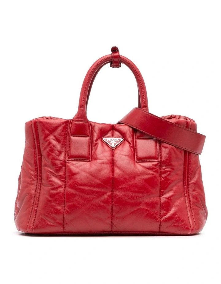 Padded Leather Tote Structured Design Pre-Loved image 1