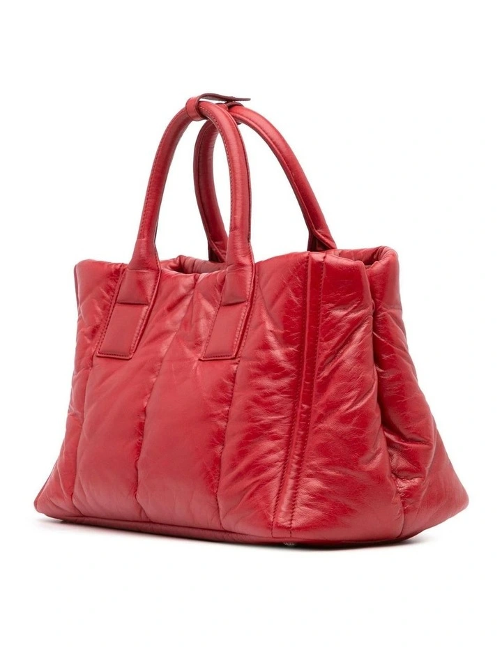 Padded Leather Tote Structured Design Pre-Loved image 2