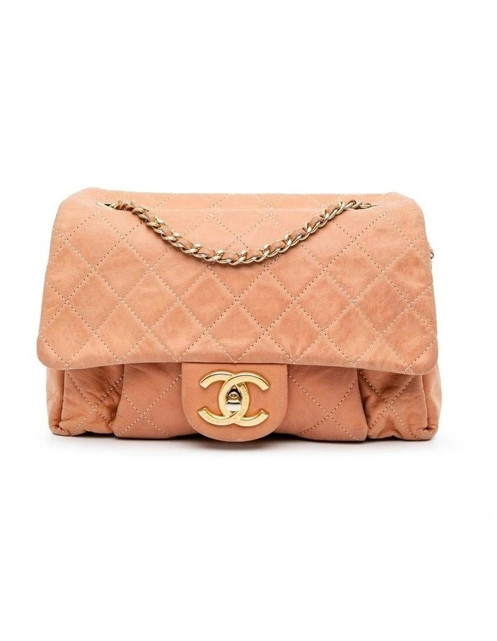 Quilted Leather Shoulder Bag with Chain Straps and Turn Lock Closure Pre-Loved image 1