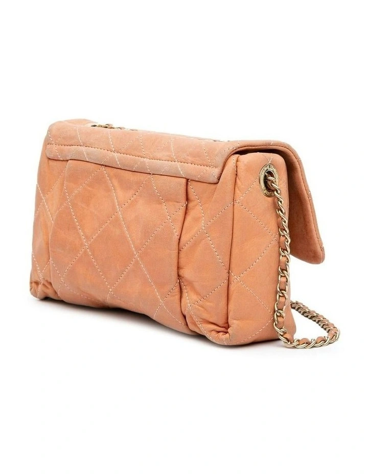 Quilted Leather Shoulder Bag with Chain Straps and Turn Lock Closure Pre-Loved image 2