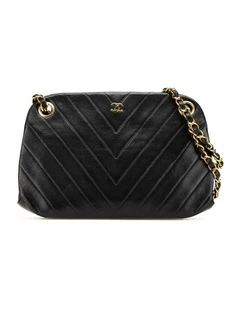 Quilted Chevron Lambskin Frame Chain Shoulder Bag Pre-Loved