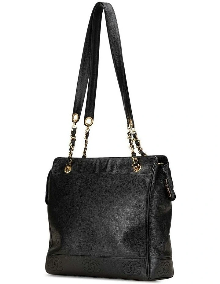 Triple CC Caviar Leather Tote with Curb Chain Straps and Interior Pockets Pre-Loved image 2