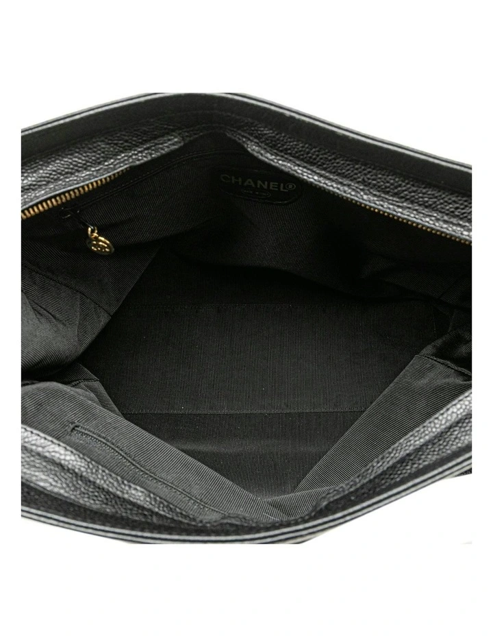 Triple CC Caviar Leather Tote with Curb Chain Straps and Interior Pockets Pre-Loved image 4
