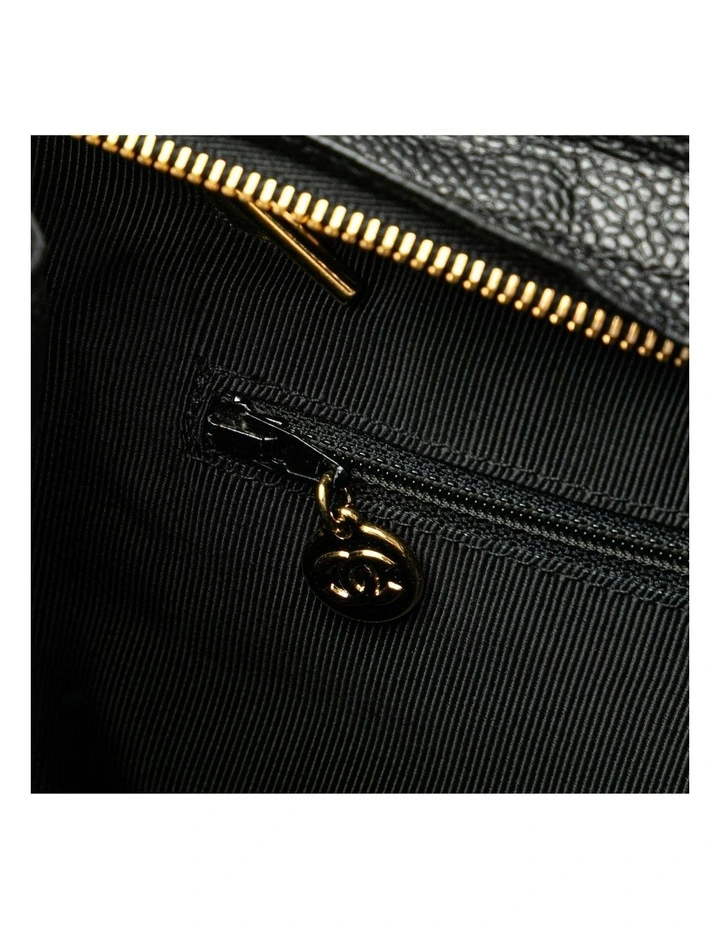 Triple CC Caviar Leather Tote with Curb Chain Straps and Interior Pockets Pre-Loved image 7