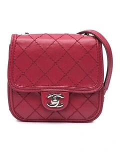 Mini Stitched Calfskin Flap Bag with Chain Strap and CC Turn Lock Closure Pre-Loved